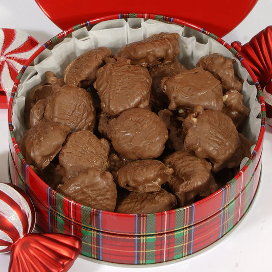 Chocolate Pecan Caramel Cluster Turtle Tin