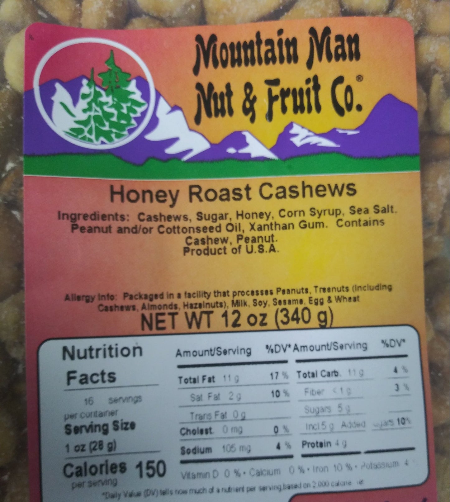 Honey Roasted Cashews - 12oz Resealable Bag