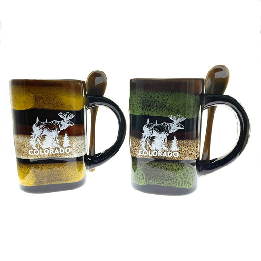 Colorado Square Ceramic Mug w/Spoon