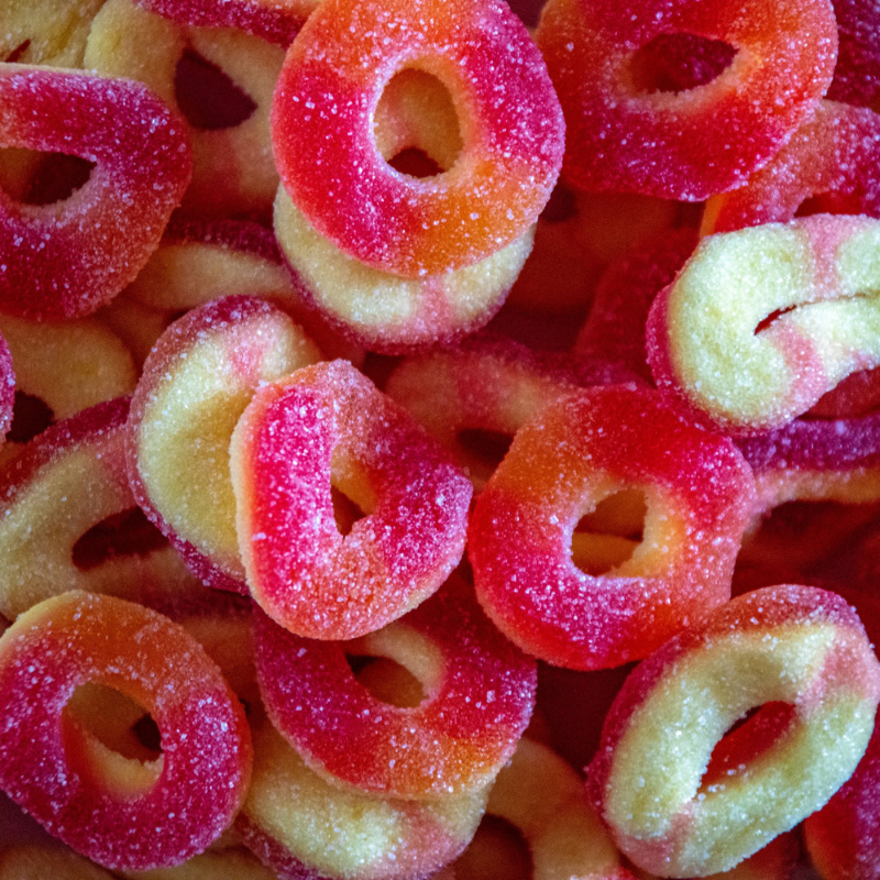 Gummy Peach Rings 4.5oz, CASE OF 12