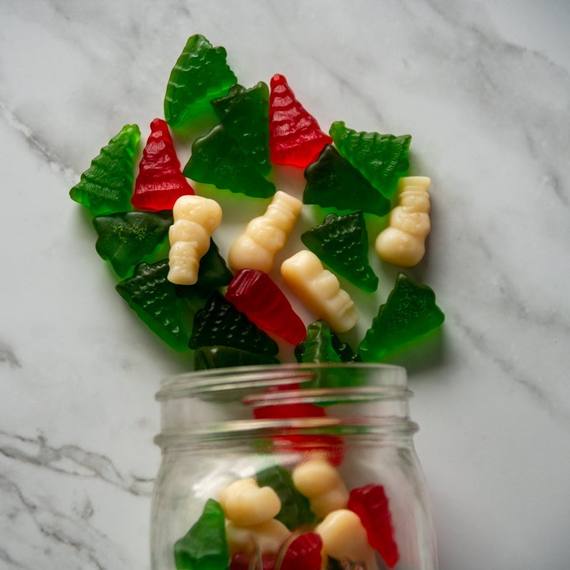 Red White and Green Gummy Trees & Snowmen - Mountain Man Nut & Fruit Co